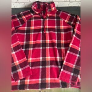 Eddie Bauer Red Plaid Fleece Hoodie